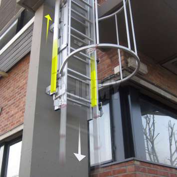 Escalera extensible - Mecanismo de contrabalanceo El tramo de la escalera se desliza suavemente gracias a su sistema de contrabalanceo. La escalera se puede cerrar fácilmente usando una sola mano.